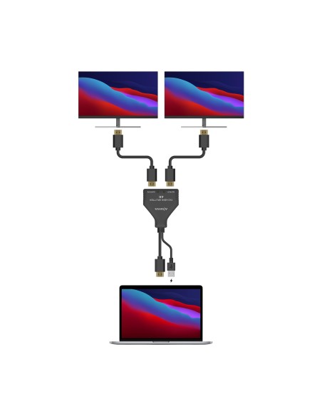 AISENS HDMI Duplicador 4K@30HZ 1×2 con Alimentación USB y Cable, Negro, 30 cm