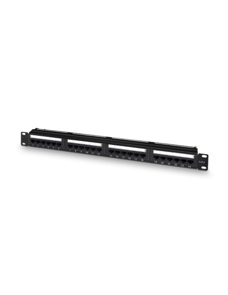 AISENS Panel De Parcheo De 24 Puertos RJ45 Cat.6 UTP, 19" 1U Dual IDC Con Gestion De Cables, Negro