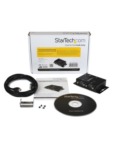 StarTech.com Concentrador Hub Industrial de 2 Puertos Serie Serial RS232 a USB Montaje Riel DIN Pared