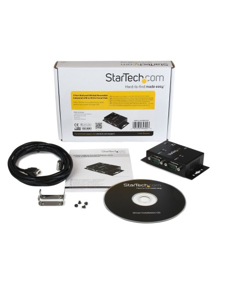 StarTech.com Concentrador Hub Industrial de 2 Puertos Serie Serial RS232 a USB Montaje Riel DIN Pared