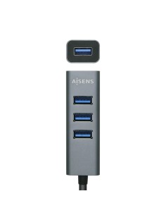 AISENS Hub USB 3.1 USB-C, USB-C M - 4x Tipo A H, Gris, 10 cm 2
