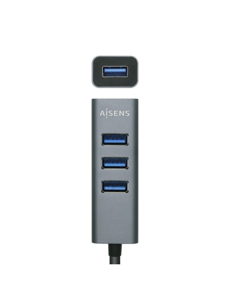 AISENS Hub USB 3.1 USB-C, USB-C M - 4x Tipo A H, Gris, 10 cm AISENS Hub USB 3.1 USB-C, USB-C M - 4x Tipo A H, Gris, 10 cm
