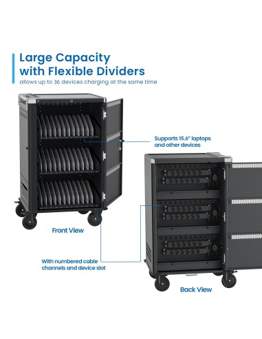 Ewent EW1701 carrito y armario de dispositivo portátil Armario de gestión y carga para dispositivos portátiles Negro, Gris