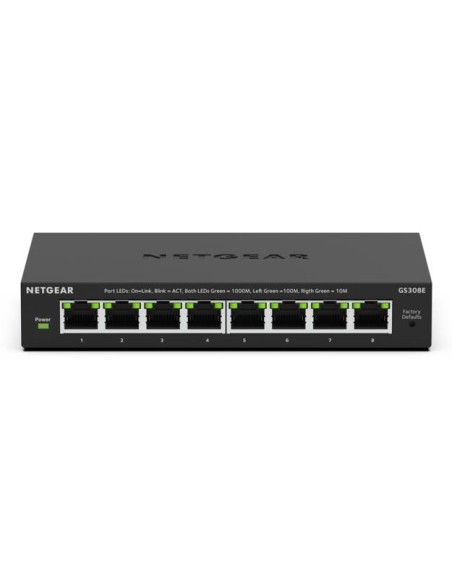 NETGEAR GS308E Gestionado L2 L3 Gigabit Ethernet (10 100 1000) Energía sobre Ethernet (PoE) Negro