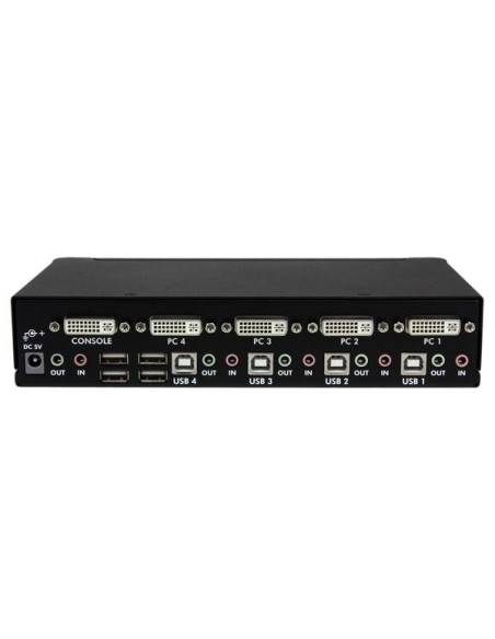 StarTech.com Conmutador Switch KVM de 4 Puertos de Vídeo DVI con Doble Enlace - Audio USB 2.0