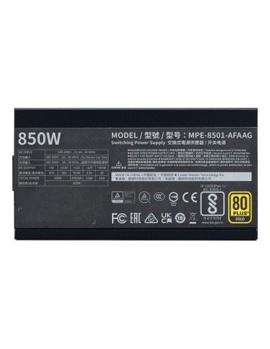 Cooler Master MWE Gold 850 V2 ATX 3.1 unidad de fuente de alimentación 850 W 24-pin ATX Negro