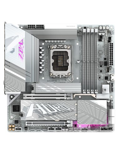 GIGABYTE Placa base Z890M AORUS ELITE WIFI7 ICE - Compatible con CPUs Intel Core Ultra (Serie 2), VRM de 12+1+2 fases, hasta