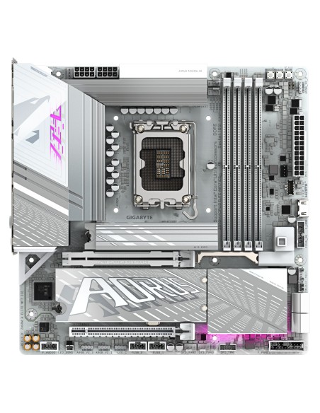 GIGABYTE Placa base Z890M AORUS ELITE WIFI7 ICE - Compatible con CPUs Intel Core Ultra (Serie 2), VRM de 12+1+2 fases, hasta