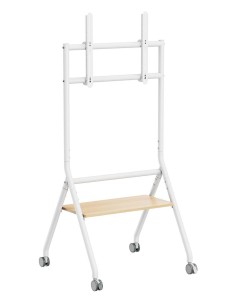 AISENS Soporte de suelo eco con rueda, 1 bandeja para pantalla interactiva TV 80kg de 37-86, Blanco+Madera