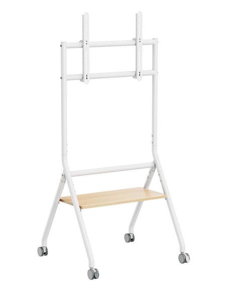 AISENS Soporte de suelo eco con rueda, 1 bandeja para pantalla interactiva TV 80kg de 37-86, Blanco+Madera AISENS Soporte de suelo eco con rueda, 1 bandeja para pantalla interactiva TV 80kg de 37-86, Blanco+Madera