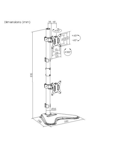 Equip Soporte de sobremesa para dos monitores verticales de 17"-32