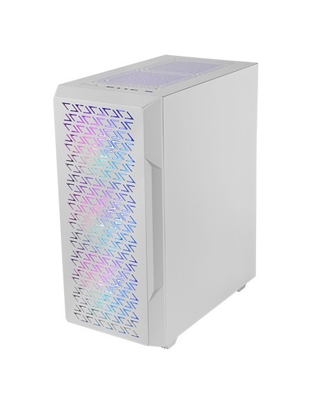 Mars Gaming MC-GEO, Caja Gaming ATX, 4x Ventiladores FRGB Rainbow 12cm, Panel Frontal Mesh Geométrico, Ventana Lateral Cristal