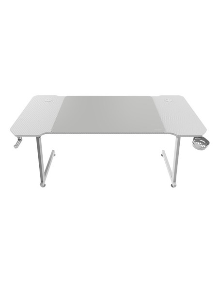 Mars Gaming MGD-X140, Mesa Gaming Ergonómica, Superficie en Fibra de Carbono, Estructura Metálica, Alfombrilla XXL, Soporte