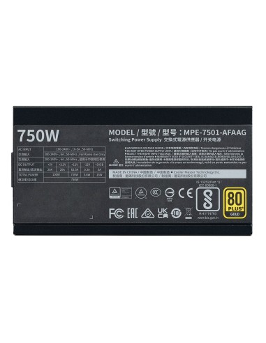 Cooler Master MWE Gold 750 V2 ATX 3.1 unidad de fuente de alimentación 750 W 24-pin ATX Negro