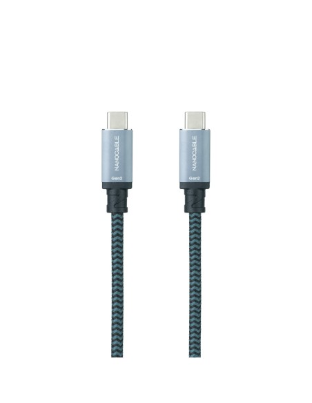 Nanocable Cable USB 3.1 Gen2 10Gbps 5A, 4K 60Hz, USB-C M-USB-C M, Gris Negro, 2 m