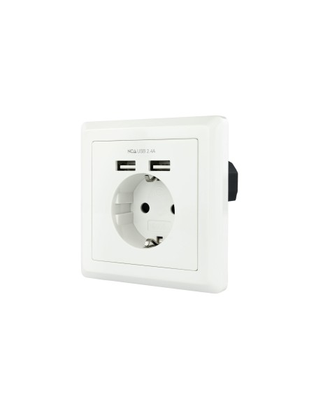 Nanocable Base de enchufe de pared tipo schuko con 2 tomas USB Max. 2.4A, blanca
