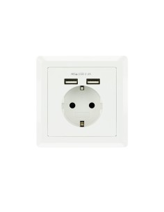Nanocable Base de enchufe de pared tipo schuko con 2 tomas USB Max. 2.4A, blanca 2