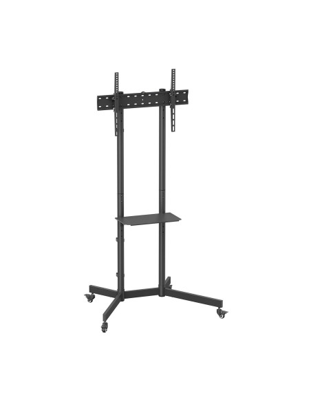 AISENS Soporte De Suelo Eco Con Rueda, Bandeja Para DVD Para Monitor TV 45kg De 37-70, Negro