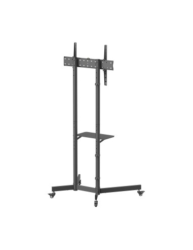 AISENS Soporte De Suelo Eco Con Rueda, Bandeja Para DVD Para Monitor TV 45kg De 37-70, Negro