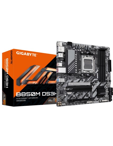 GIGABYTE B850M DS3H Placa Base - Procesadores AMD Ryzen Serie 9000, 16+2+2 fases VRM digitales, hasta 8200MHz DDR5 (OC), 1xPCIe GIGABYTE B850M DS3H Placa Base - Procesadores AMD Ryzen Serie 9000, 16+2+2 fases VRM digitales, hasta 8200MHz DDR5 (OC), 1xPCIe