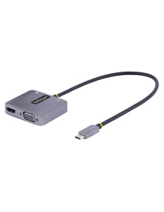 StarTech.com Adaptador de Vídeo USB C, Adaptador Multipuertos USB Tipo C a HDMI VGA con Salida de Audio de 3,5mm, HDR 4K a