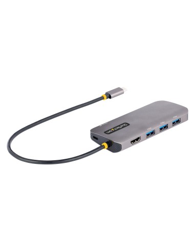 StarTech.com Adaptador Multipuertos USB C, de Vídeo HDMI de 4K y 60Hz, Hub USB-A 3.2 de 3 Puertos de 5Gbps, Entrega de