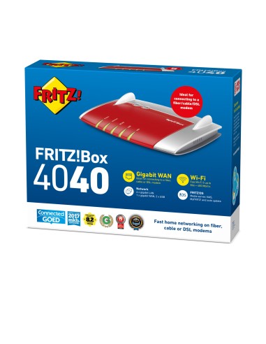 FRITZ!Box Box 4040 router inalámbrico Gigabit Ethernet Doble banda (2,4 GHz   5 GHz) Rojo