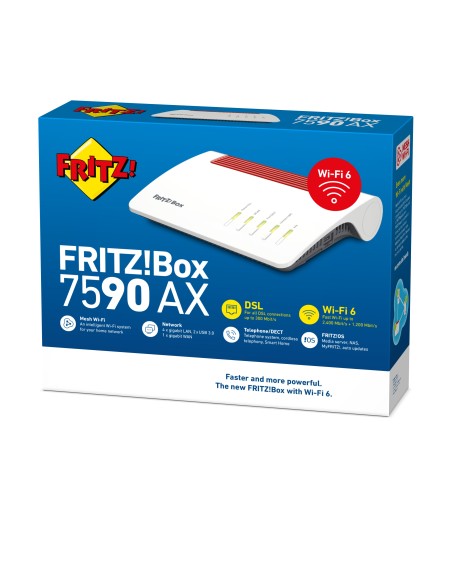 FRITZ!Box 7590 AX router inalámbrico Gigabit Ethernet Doble banda (2,4 GHz   5 GHz) Blanco