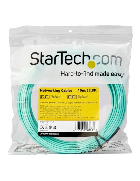 StarTech.com Cable de 10m de Fibra Óptica Multimodo LC UPC a LC UPC OM4 - 50 125µm - Fibra LOMMF VCSEL - Redes de 100G - Cable StarTech.com Cable de 10m de Fibra Óptica Multimodo LC UPC a LC UPC OM4 - 50 125µm - Fibra LOMMF VCSEL - Redes de 100G - Cable