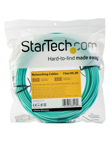 StarTech.com Cable de 1m de Fibra Óptica Multimodo LC UPC a LC UPC OM4 - 50 125µm - Fibra LOMMF VCSEL - Redes de 100G - Cable