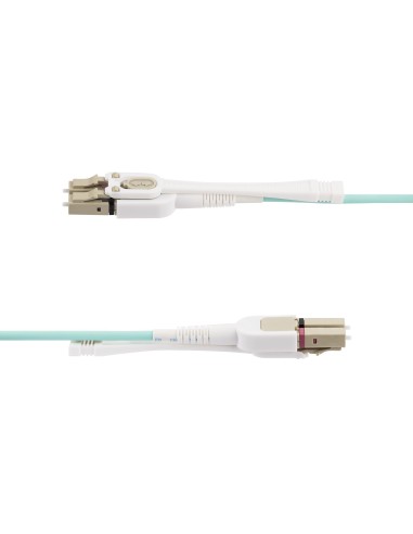 StarTech.com Cable de Fibra Óptica Multimodo LC a LC (UPC) OM4 de 3m - con Pestillos - 50 125µm - Redes de 100G - Resistente a
