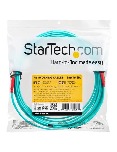 StarTech.com Cable de 5m de Fibra Óptica Multimodo LC UPC a LC UPC OM4 - 50 125µm - Fibra LOMMF VCSEL - Redes de 100G - Cable StarTech.com Cable de 5m de Fibra Óptica Multimodo LC UPC a LC UPC OM4 - 50 125µm - Fibra LOMMF VCSEL - Redes de 100G - Cable