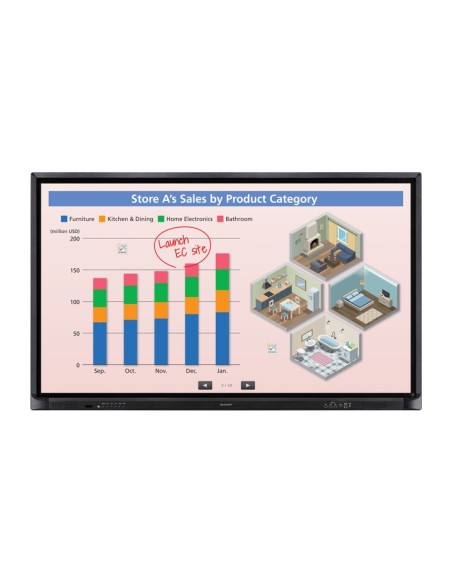 Sharp PN-70HC1E Pantalla plana para señalización digital 177,8 cm (70") LCD 350 cd   m² 4K Ultra HD Negro Pantalla táctil