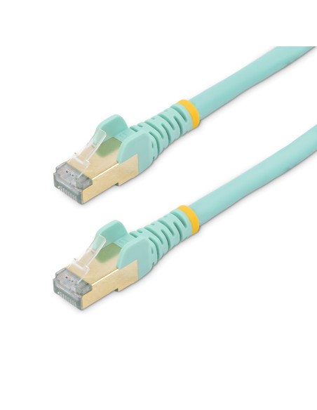 StarTech.com Cable de 1m de Red Ethernet RJ45 Cat6a Blindado STP - Cable sin Enganche Snagless - Aguamarina