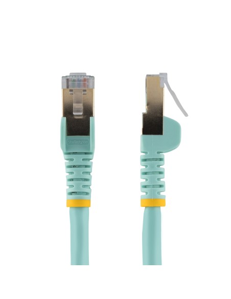 StarTech.com Cable de 1m de Red Ethernet RJ45 Cat6a Blindado STP - Cable sin Enganche Snagless - Aguamarina