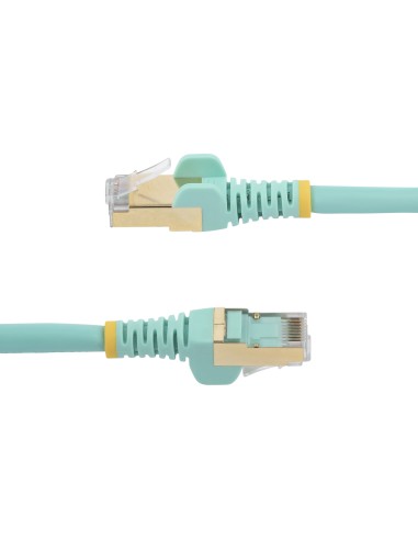 StarTech.com Cable de 1m de Red Ethernet RJ45 Cat6a Blindado STP - Cable sin Enganche Snagless - Aguamarina