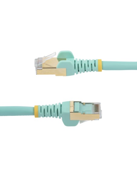 StarTech.com Cable de 1m de Red Ethernet RJ45 Cat6a Blindado STP - Cable sin Enganche Snagless - Aguamarina