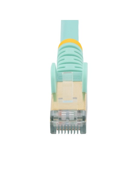 StarTech.com Cable de 1m de Red Ethernet RJ45 Cat6a Blindado STP - Cable sin Enganche Snagless - Aguamarina