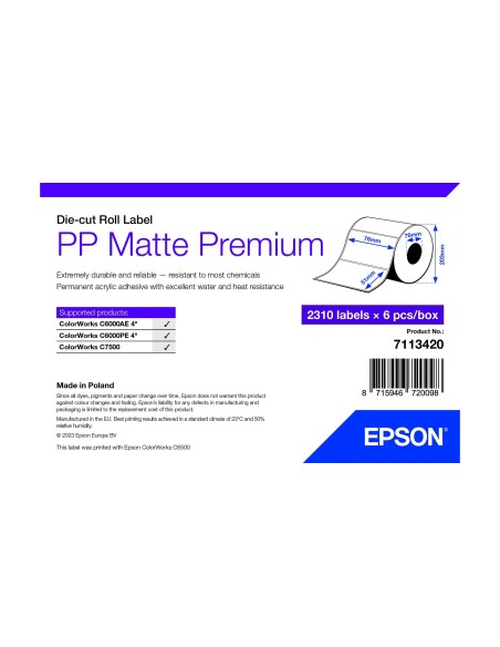Epson 7113420 etiqueta de impresora Blanco Etiqueta para impresora autoadhesiva