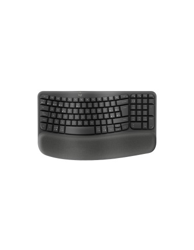 Logitech Wave Keys, teclado ergonómico inalámbrico con reposamanos acolchado, escritura cómoda y natural, Easy-Switch,