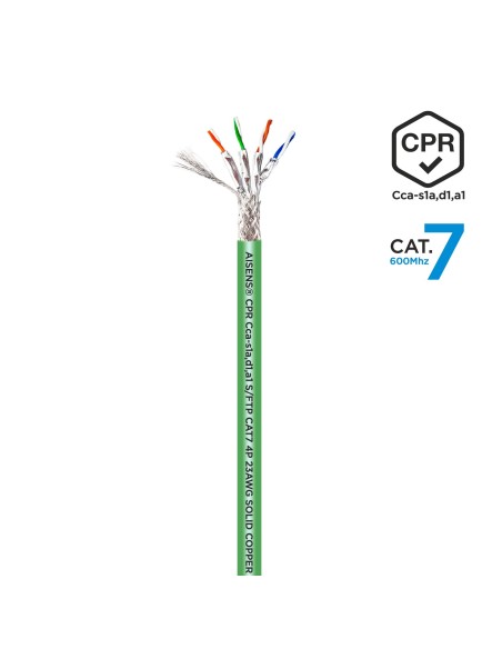 AISENS Cable de Red RJ45 LSZH CPR Cca CAT.7 600 MHZ S FTP AWG23, Verde, 305 m