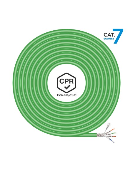 AISENS Cable de Red RJ45 LSZH CPR Cca CAT.7 600 MHZ S FTP AWG23, Verde, 500 m