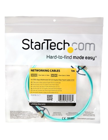 StarTech.com Cable de 1m de Fibra Óptica Multimodo OM3 LC a LC UPC - Full Duplex 50 125µm - para Redes de 100G - LOMMF VCSEL -