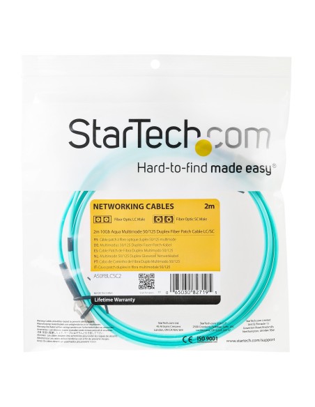 StarTech.com Cable de 2m de Fibra Óptica Multimodo OM3 LC a LC UPC - Full Duplex 50 125µm - para Redes de 100G - LOMMF VCSEL - StarTech.com Cable de 2m de Fibra Óptica Multimodo OM3 LC a LC UPC - Full Duplex 50 125µm - para Redes de 100G - LOMMF VCSEL -