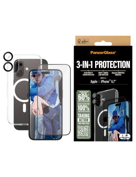 PanzerGlass PG 3-in-1 Bundle iPhone 16 6.7Inch Protector de pantalla Apple 1 pieza(s)