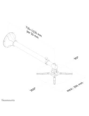 Neomounts BEAMER-W100SILVER Soporte de pared para proyector - prof. 73-123 cm - movimiento completo