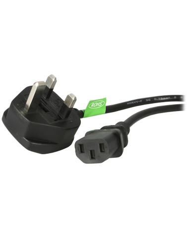 StarTech.com Cable de 1m (3 pies) de Alimentación de Ordenador para el Reino Unido UK, BS1363 a C13, 18AWG, 10A 250V, Cable
