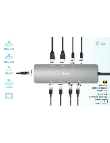 i-tec USB-C Metal Nano 2x Display Docking Station + Power Delivery 100 W