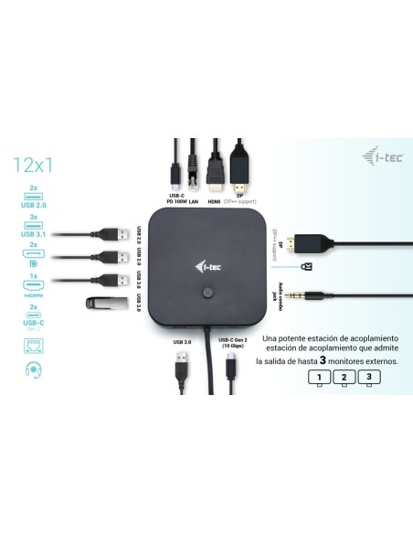 i-tec USB-C HDMI Dual DP Docking Station with Power Delivery 100 W