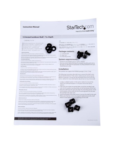 StarTech.com Bandeja Estante Ventilado de 1U para Armario Rack de Servidores - de 7 Pulgadas de Profundidad